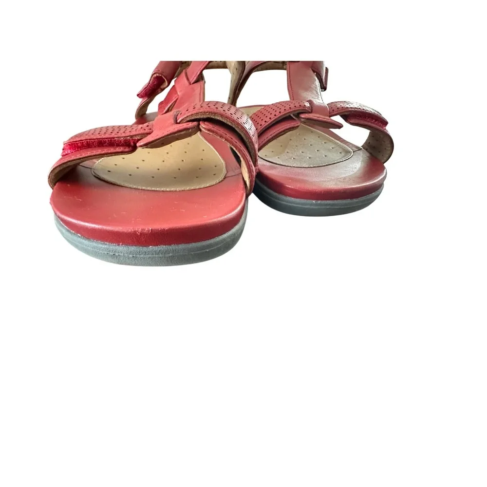 Clarks Artisan Red Leather Slingback Sandals‎ Perforated Bow 8.5 M 26124108